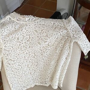 LOFT Elegant Lace Blouse in Ivory